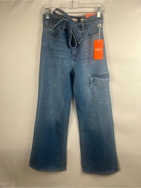 Sofia Jeans by Sofia Vergara Margot Wide Leg Cargo Jeans Belted 10 Casual Chic